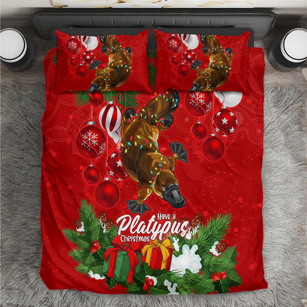 Platypus Lover Bedding Set Australia Merry Christmas Aboriginal - Vibe Hoodie Shop