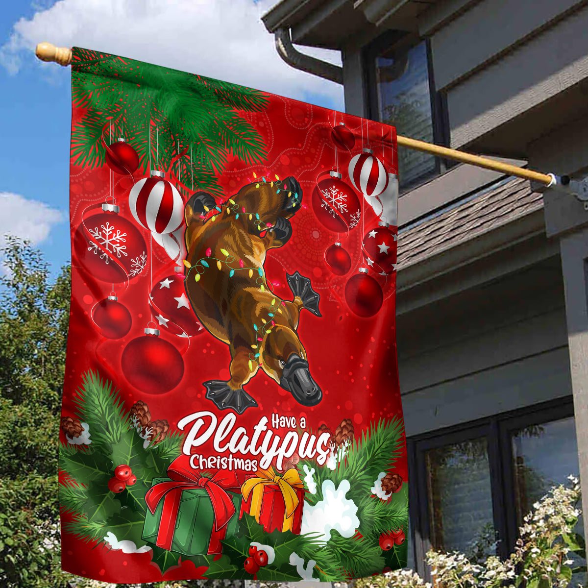 Platypus Lover Garden Flag Australia Merry Christmas Aboriginal - Vibe Hoodie Shop