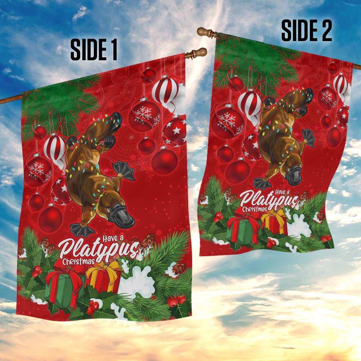 Platypus Lover Garden Flag Australia Merry Christmas Aboriginal - Vibe Hoodie Shop