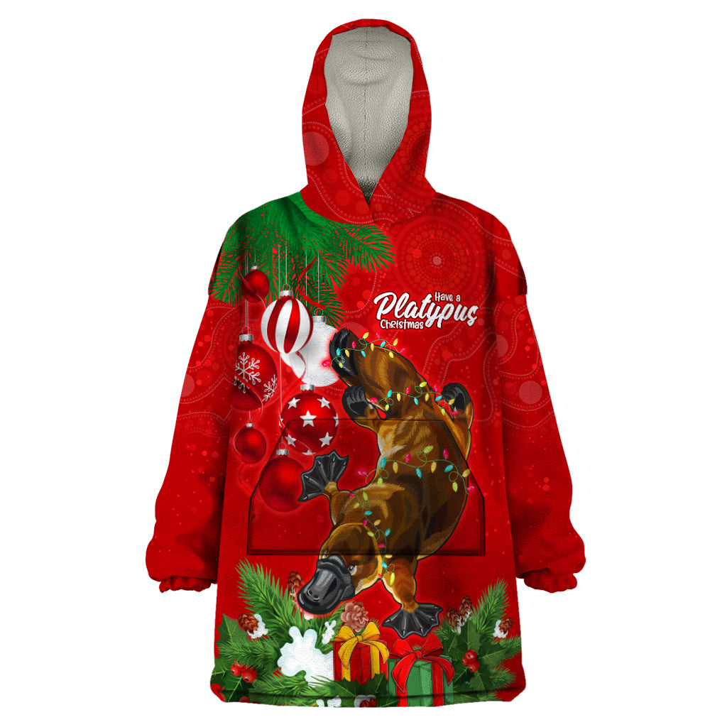 Platypus Lover Wearable Blanket Hoodie Australia Merry Christmas Aboriginal - Vibe Hoodie Shop