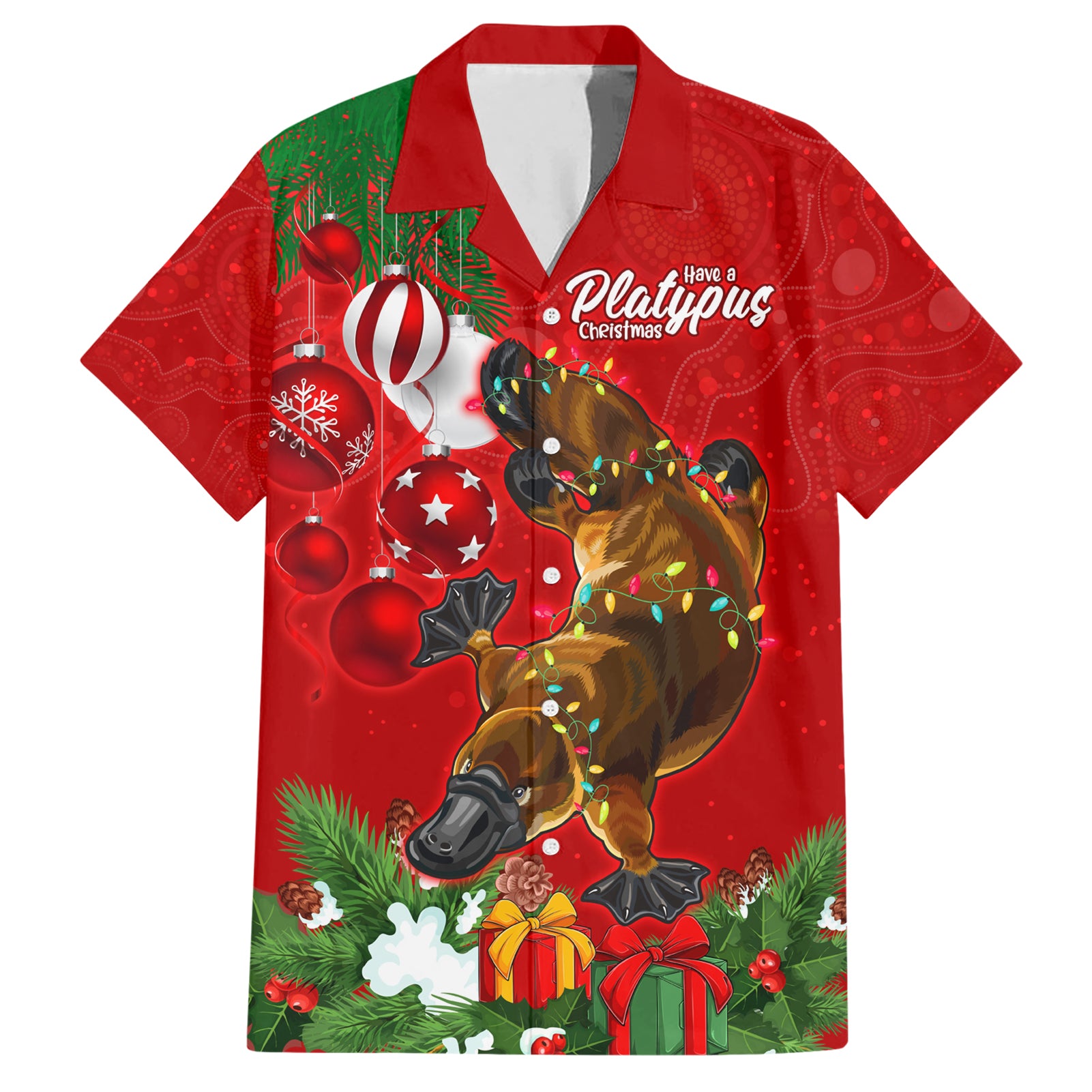 Personalised Platypus Lover Hawaiian Shirt Australia Merry Christmas Aboriginal - Vibe Hoodie Shop