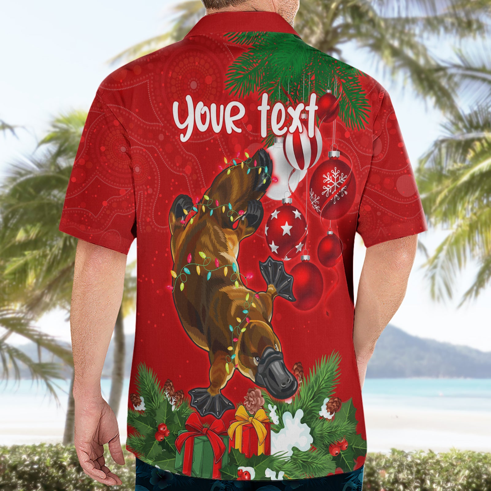 Personalised Platypus Lover Hawaiian Shirt Australia Merry Christmas Aboriginal - Vibe Hoodie Shop