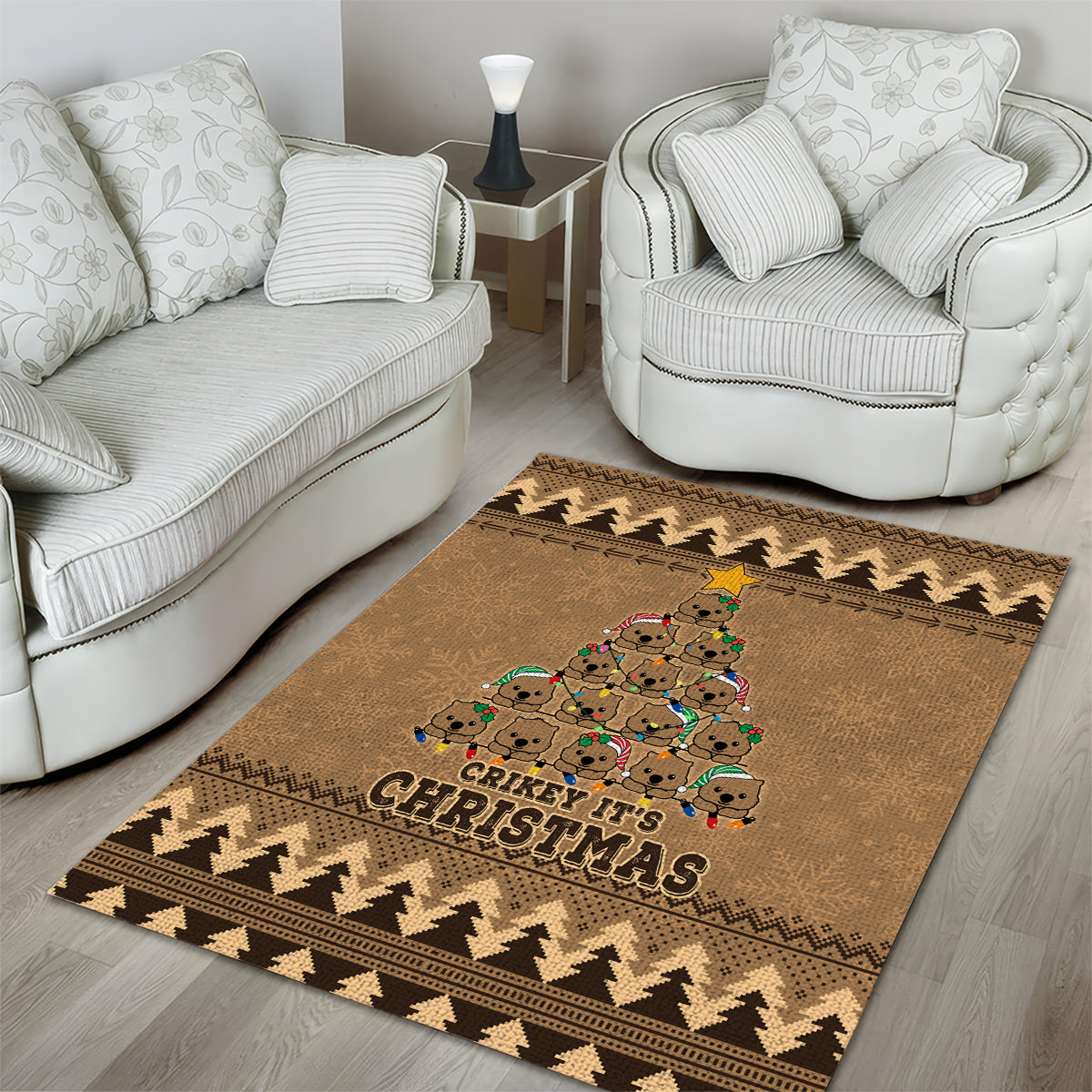 Wombat Christmas Tree Area Rug Australia Merry Xmas Simple Style - Vibe Hoodie Shop