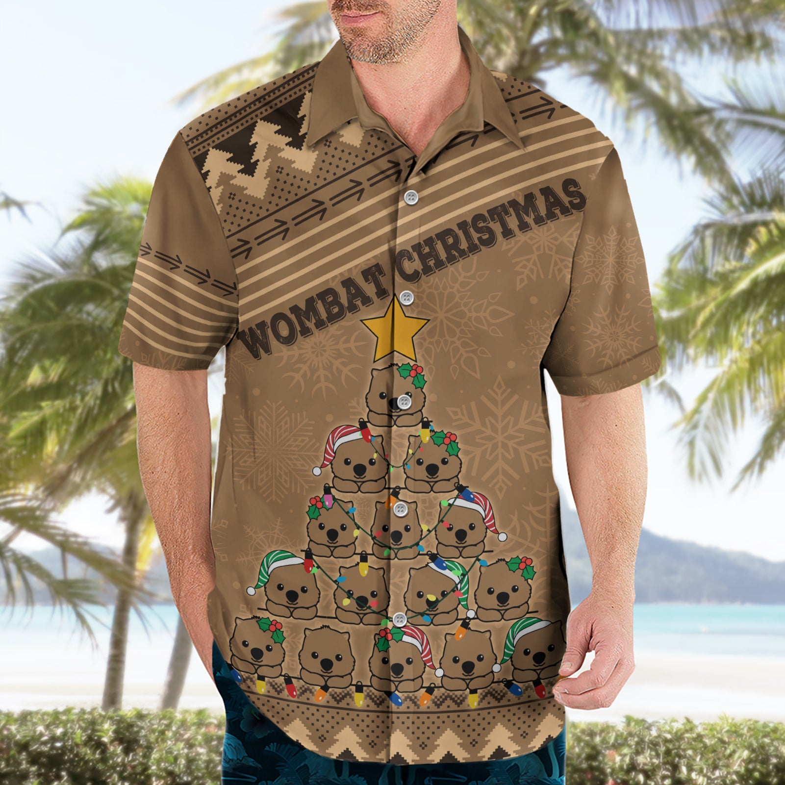 Wombat Christmas Tree Hawaiian Shirt Australia Merry Xmas Simple Style - Vibe Hoodie Shop