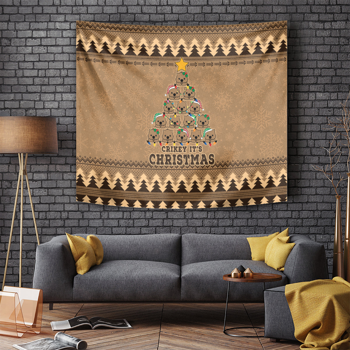 Wombat Christmas Tree Tapestry Australia Merry Xmas Simple Style - Vibe Hoodie Shop