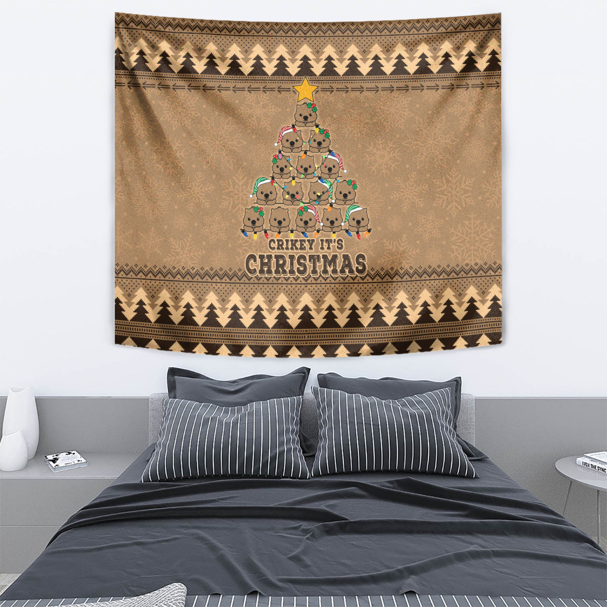 Wombat Christmas Tree Tapestry Australia Merry Xmas Simple Style - Vibe Hoodie Shop