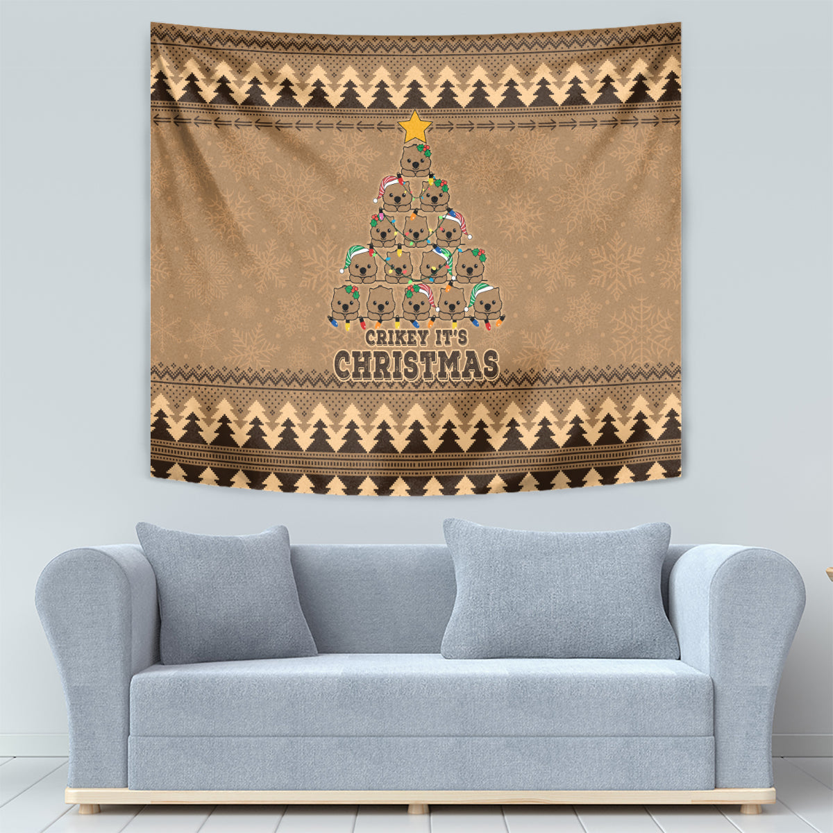 Wombat Christmas Tree Tapestry Australia Merry Xmas Simple Style - Vibe Hoodie Shop