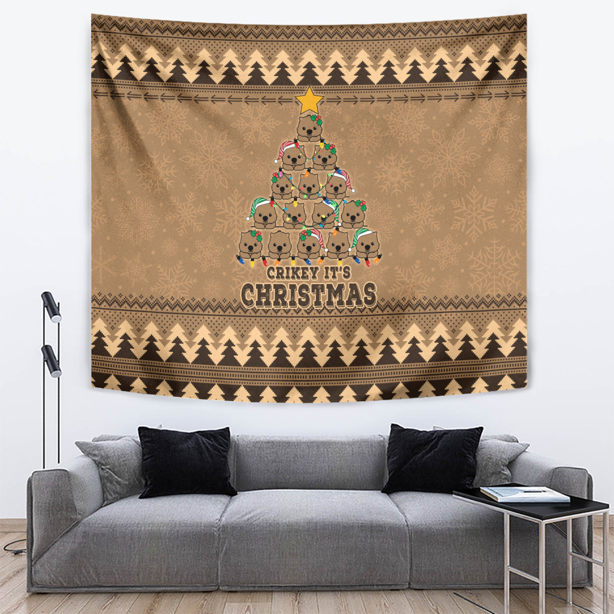 Wombat Christmas Tree Tapestry Australia Merry Xmas Simple Style - Vibe Hoodie Shop