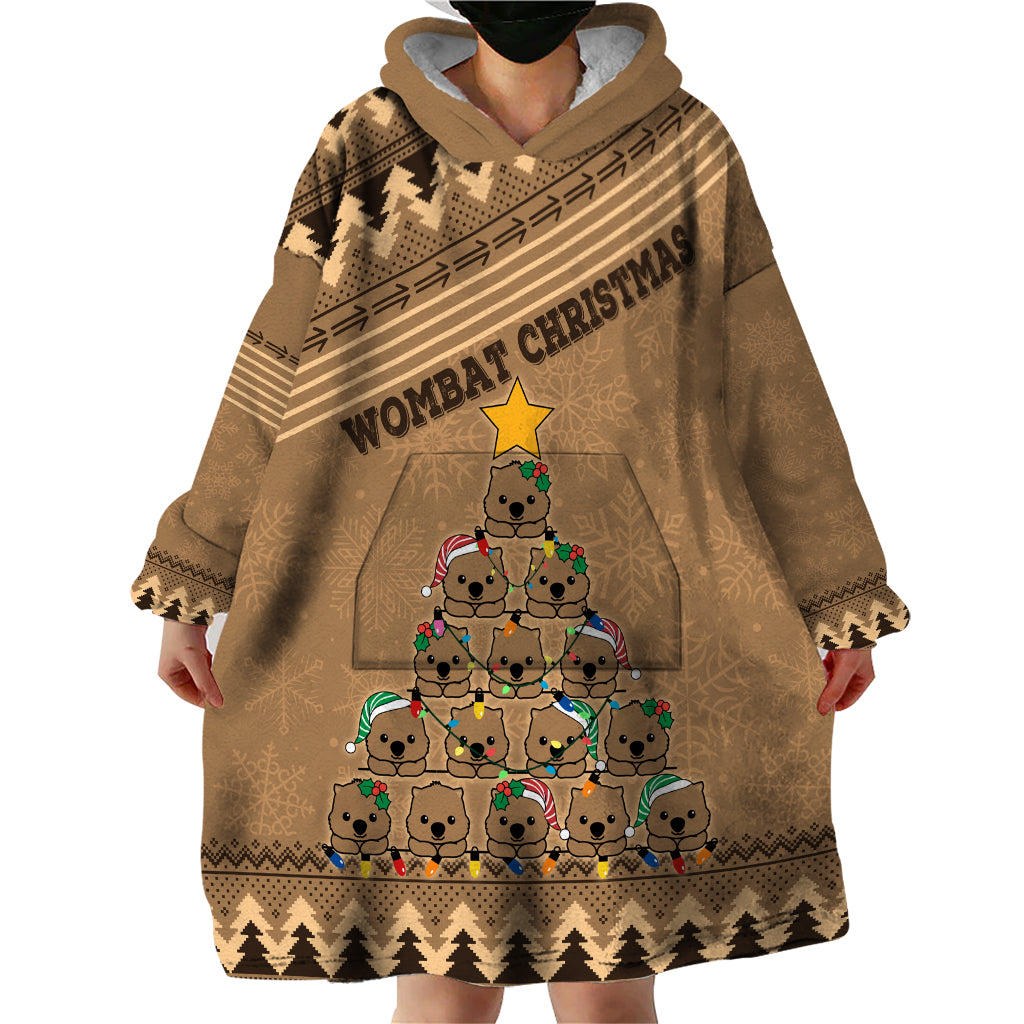 Wombat Christmas Tree Wearable Blanket Hoodie Australia Merry Xmas Simple Style - Vibe Hoodie Shop