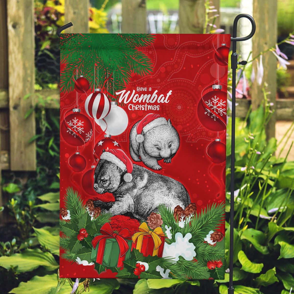 Wombat Lover Garden Flag Australia Merry Christmas Aboriginal - Vibe Hoodie Shop