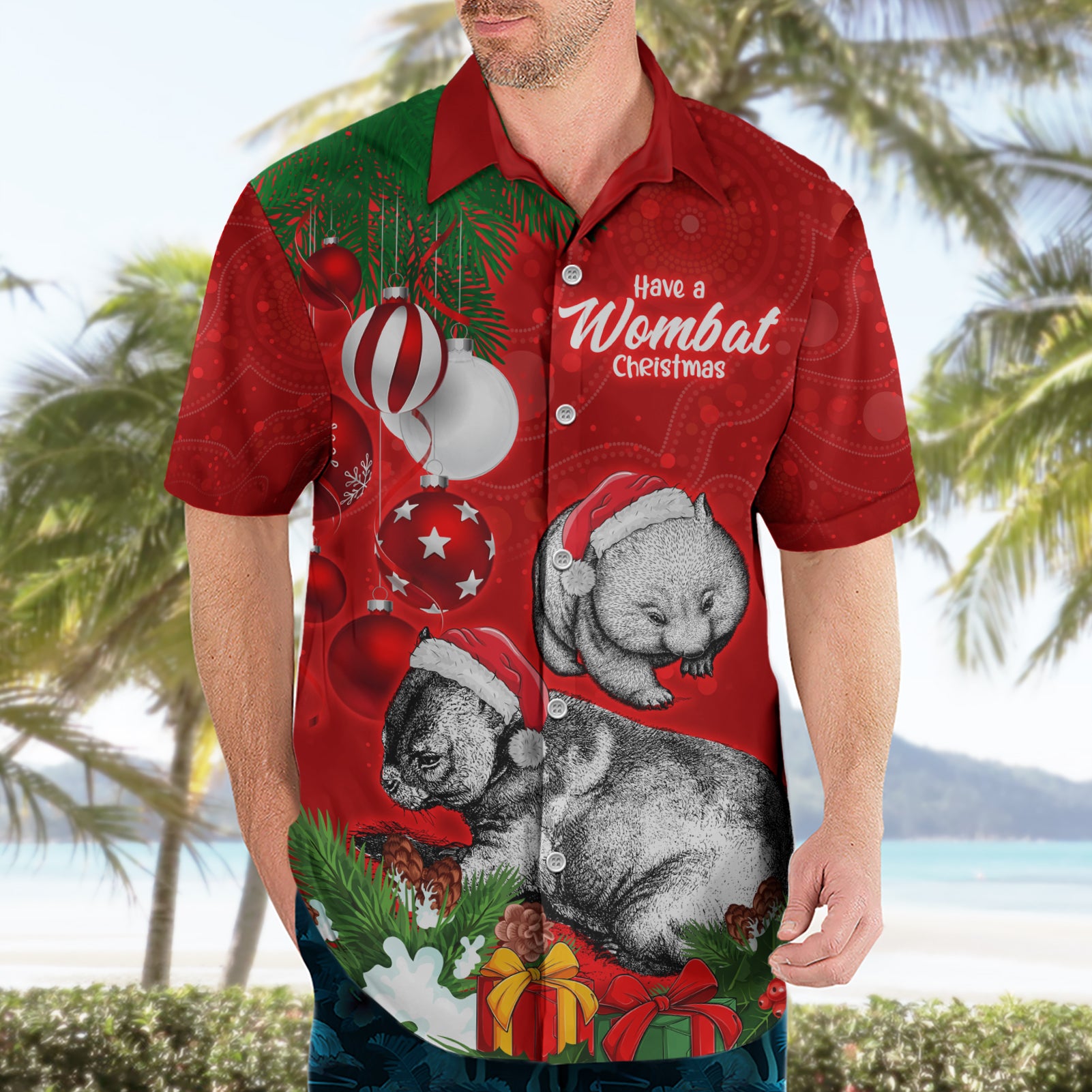 Wombat Lover Hawaiian Shirt Australia Merry Christmas Aboriginal - Vibe Hoodie Shop