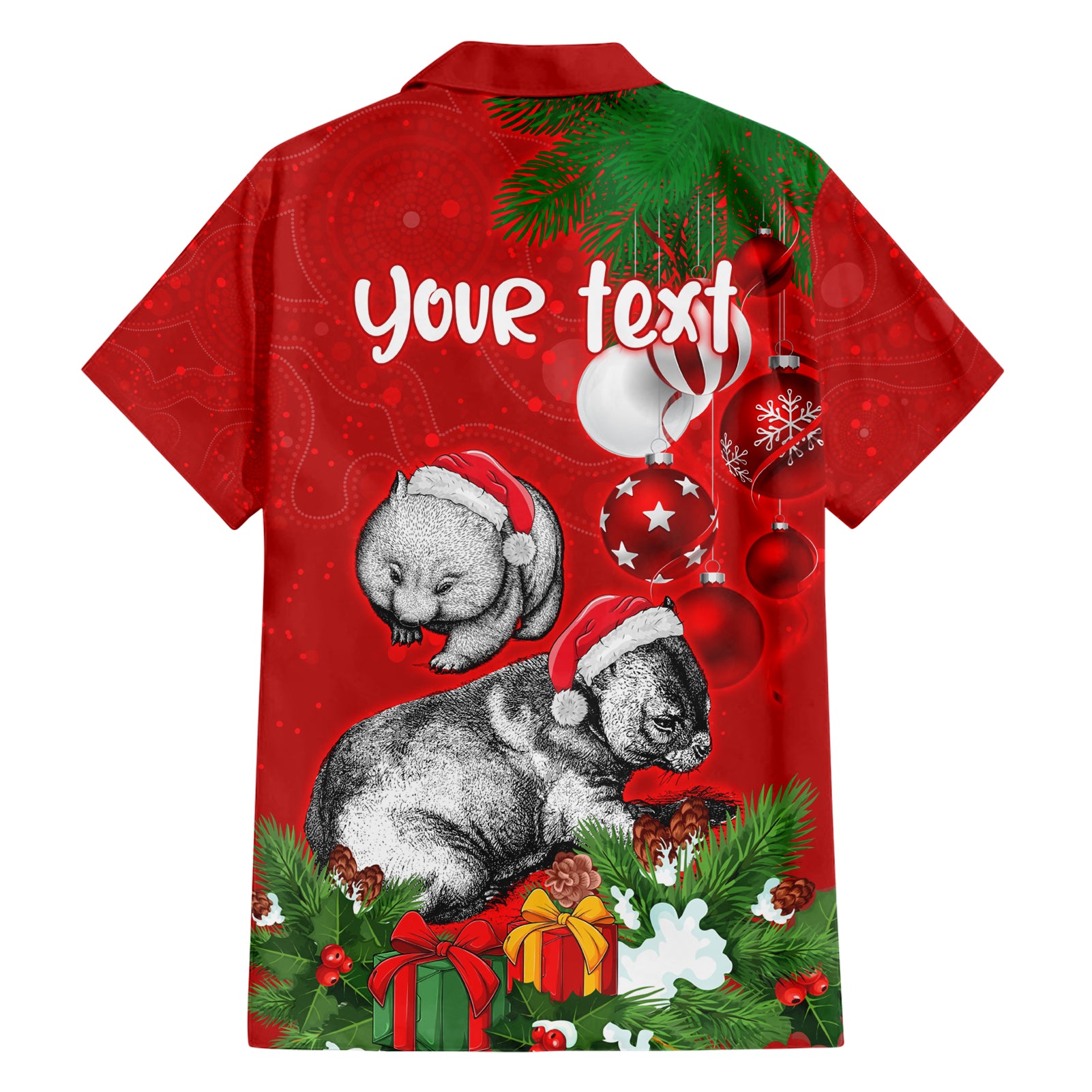Personalised Wombat Lover Hawaiian Shirt Australia Merry Christmas Aboriginal - Vibe Hoodie Shop