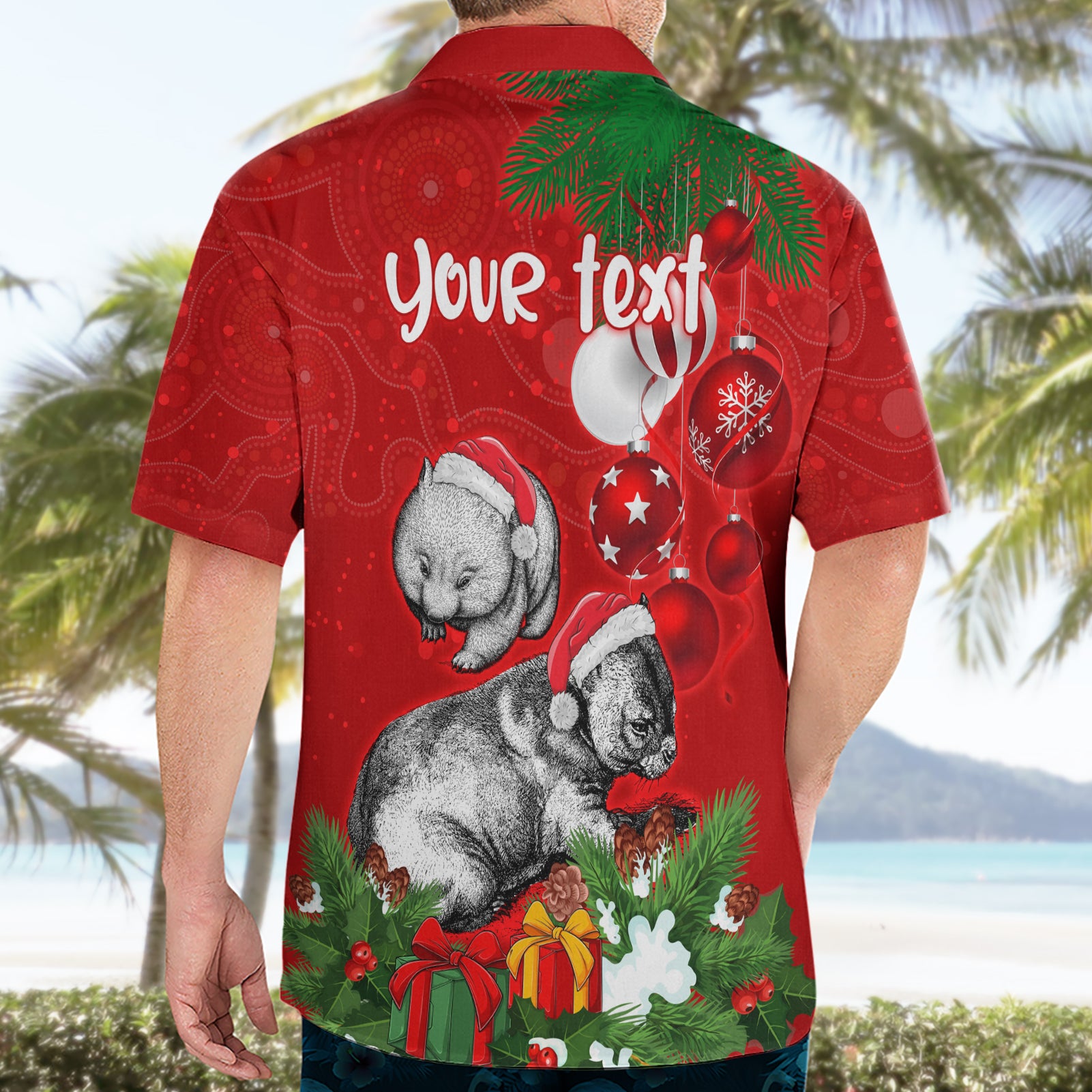 Personalised Wombat Lover Hawaiian Shirt Australia Merry Christmas Aboriginal - Vibe Hoodie Shop