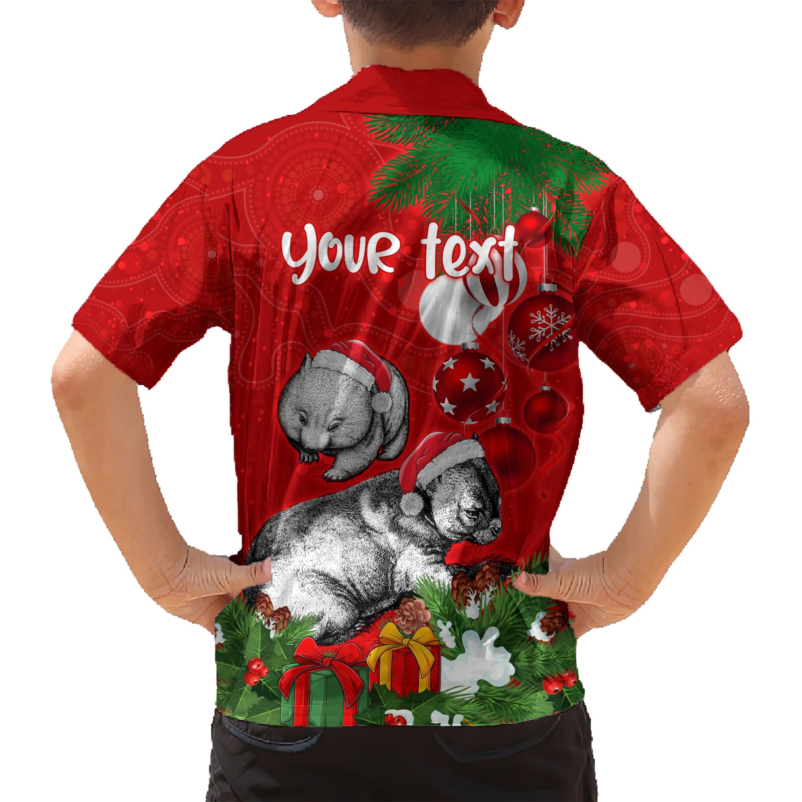 Personalised Wombat Lover Hawaiian Shirt Australia Merry Christmas Aboriginal - Vibe Hoodie Shop