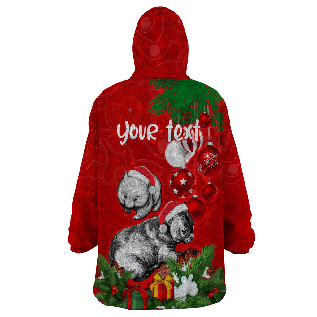 Personalised Wombat Lover Wearable Blanket Hoodie Australia Merry Christmas Aboriginal - Vibe Hoodie Shop