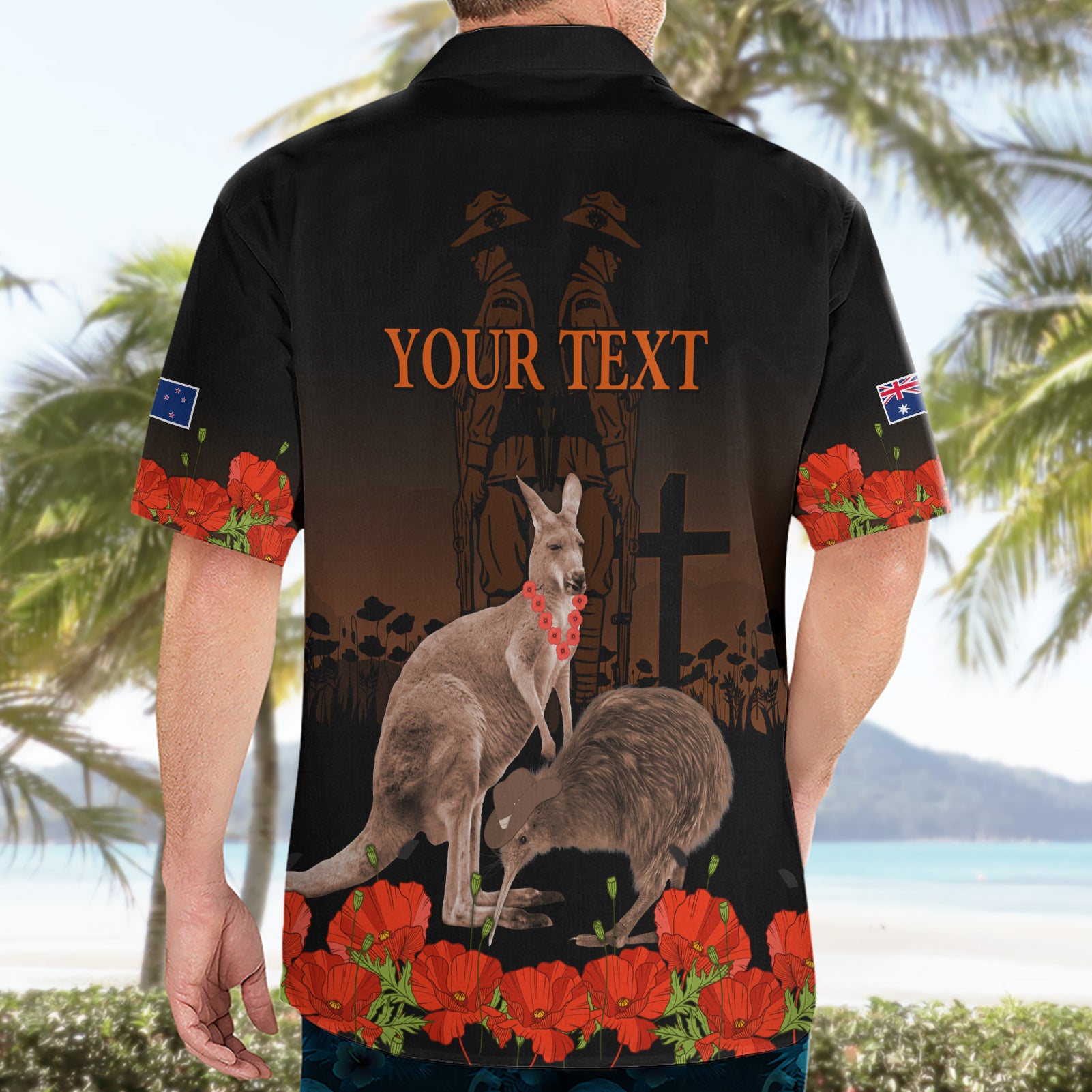 Kangaroo and Kiwi Bird ANZAC Day Custom Hawaiian Shirt Soldier Style - Vibe Hoodie Shop