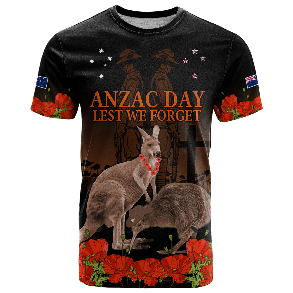 Kangaroo and Kiwi Bird ANZAC Day Custom T Shirt Soldier Style LT9 - Vibe Hoodie Shop