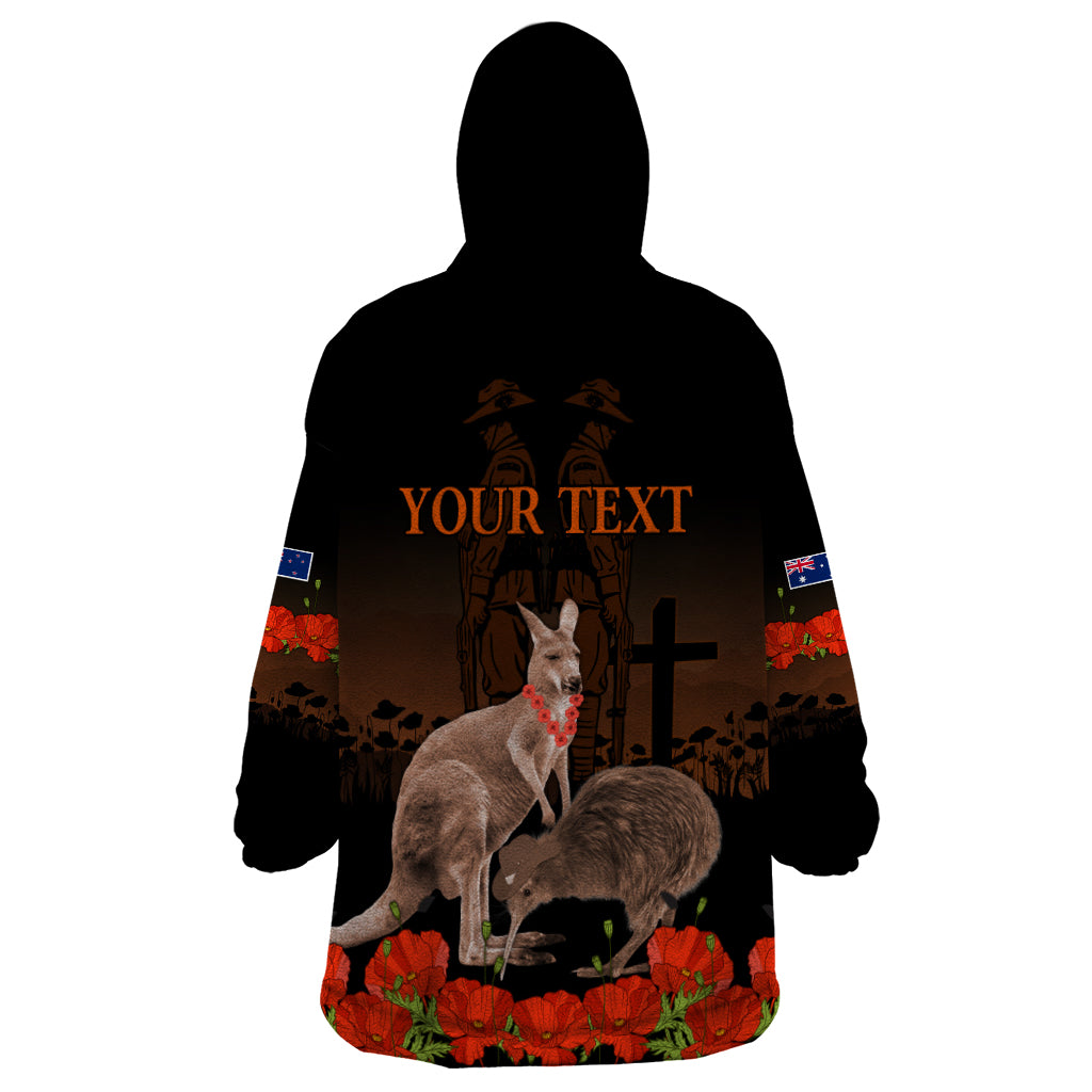 Kangaroo and Kiwi Bird ANZAC Day Custom Wearable Blanket Hoodie Soldier Style - Vibe Hoodie Shop