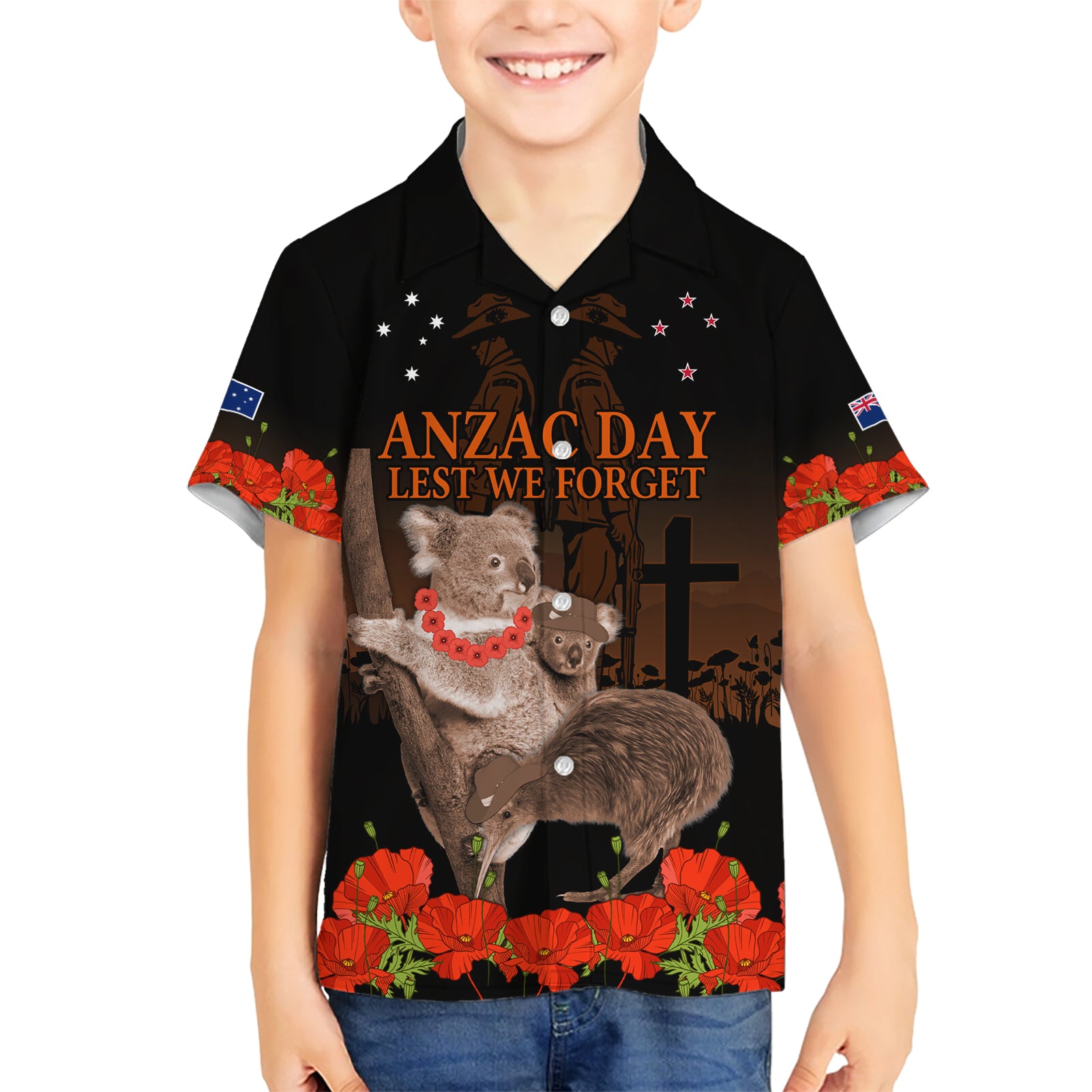 Koala and Kiwi Bird ANZAC Day Custom Hawaiian Shirt Soldier Style - Vibe Hoodie Shop