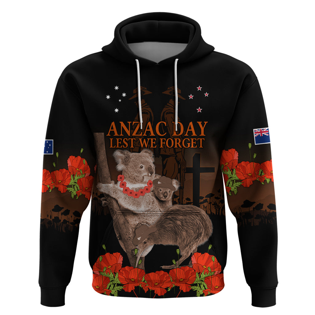 Koala and Kiwi Bird ANZAC Day Custom Hoodie Soldier Style LT9 - Vibe Hoodie Shop