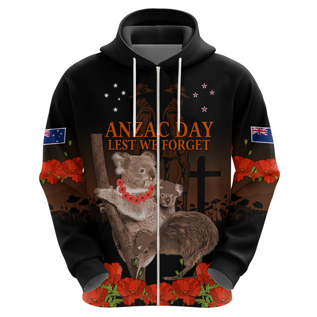 Koala and Kiwi Bird ANZAC Day Custom Hoodie Soldier Style LT9 - Vibe Hoodie Shop