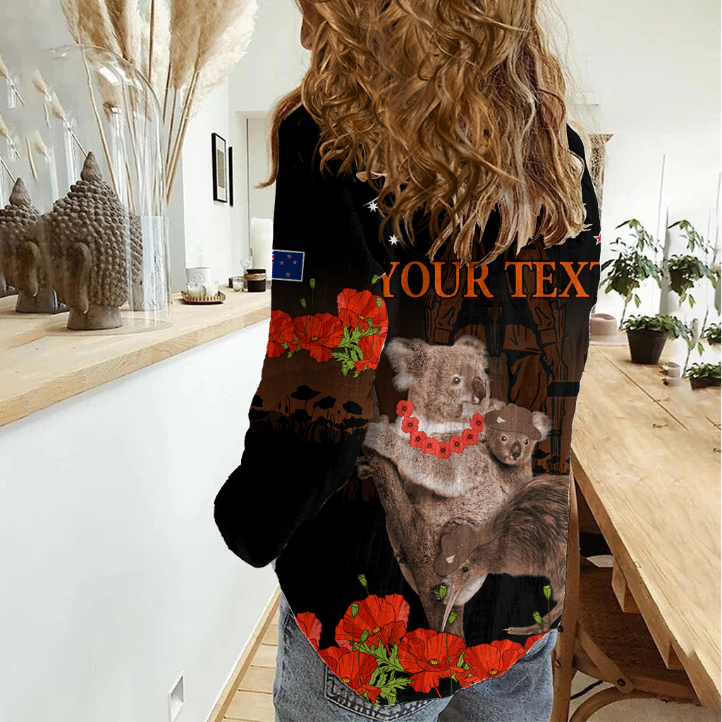 Koala and Kiwi Bird ANZAC Day Custom Women Casual Shirt Soldier Style - Vibe Hoodie Shop