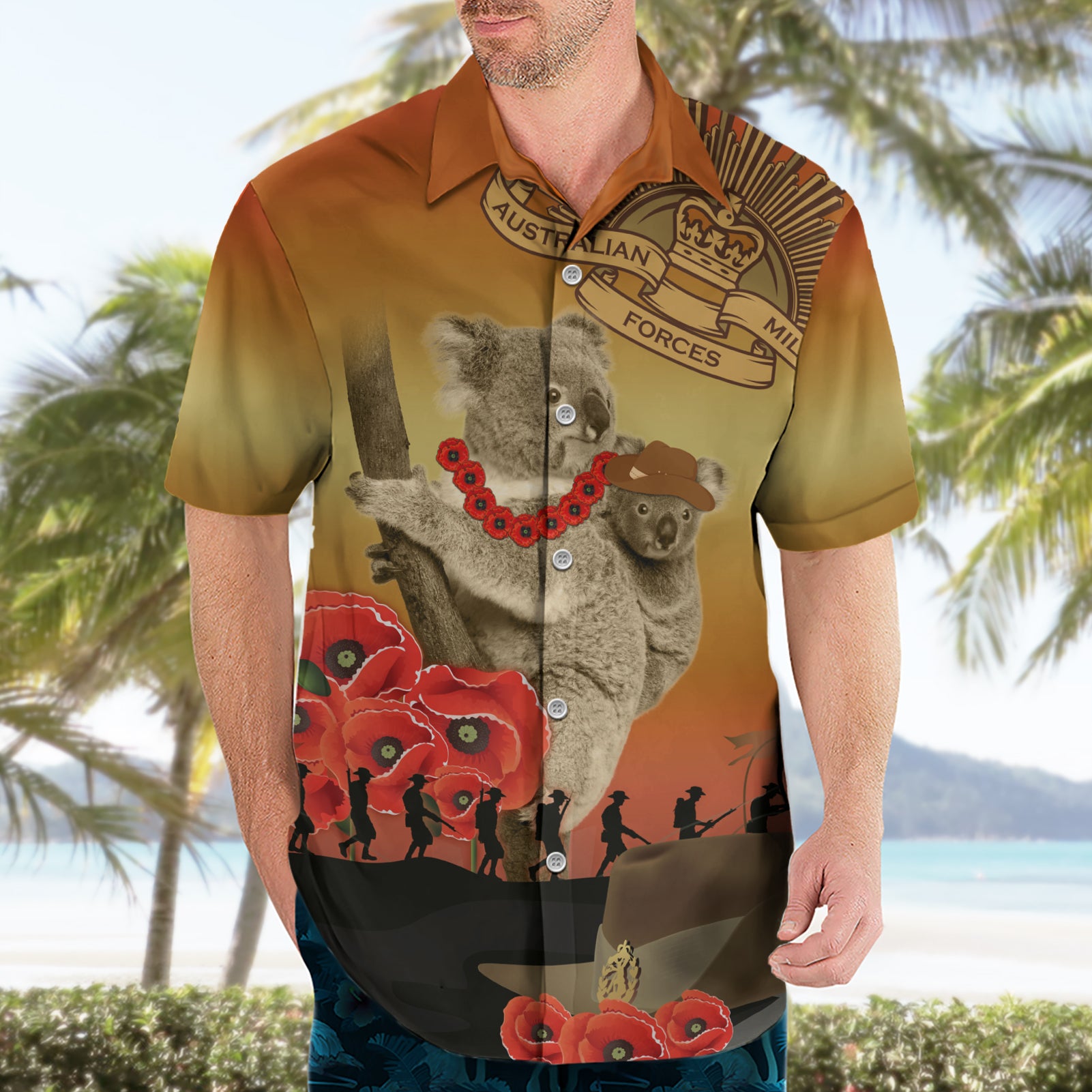 Australia Koala Soldier Style Hawaiian Shirt Last Post Lest We Forget - Vibe Hoodie Shop