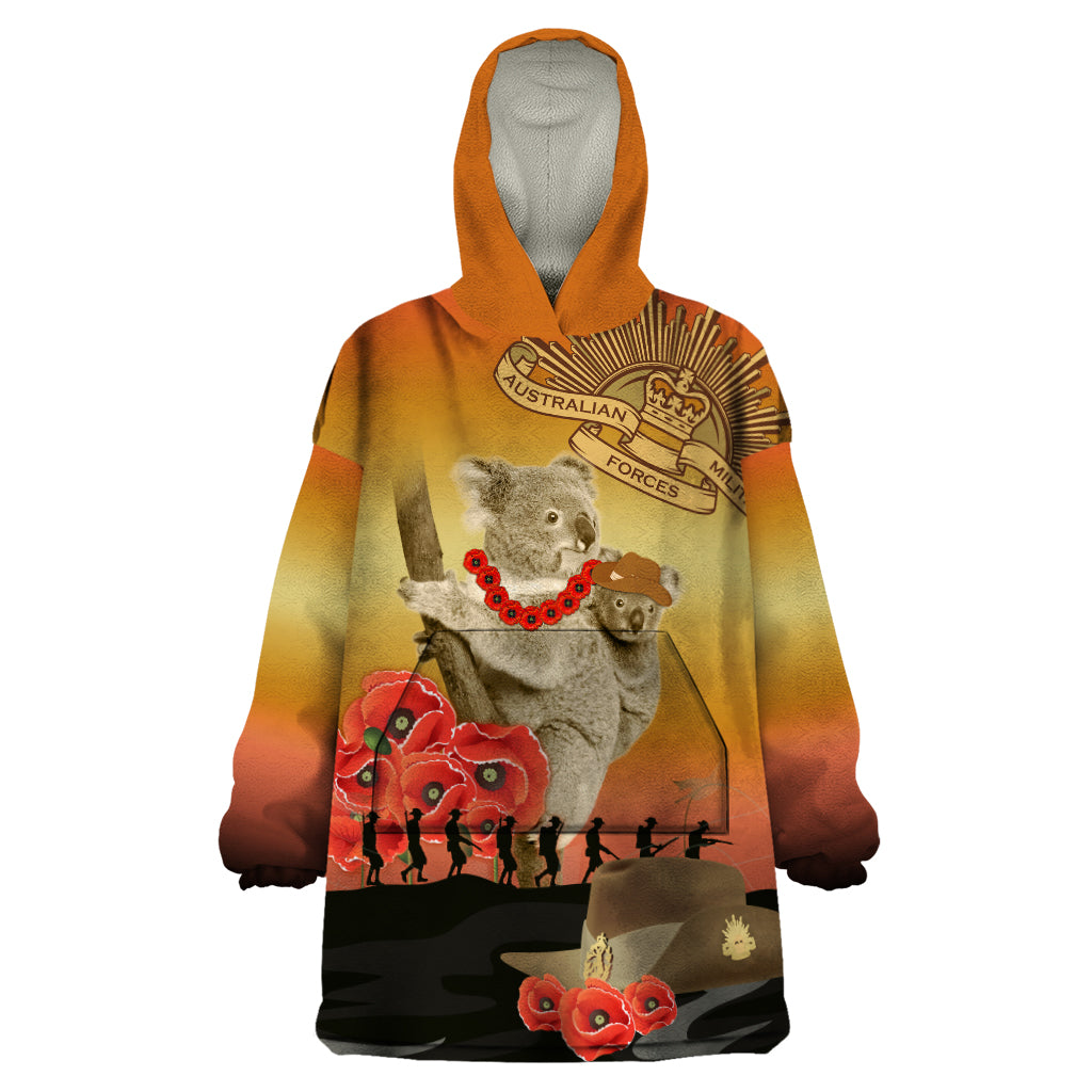 Australia Koala Soldier Style Wearable Blanket Hoodie Last Post Lest We Forget - Vibe Hoodie Shop