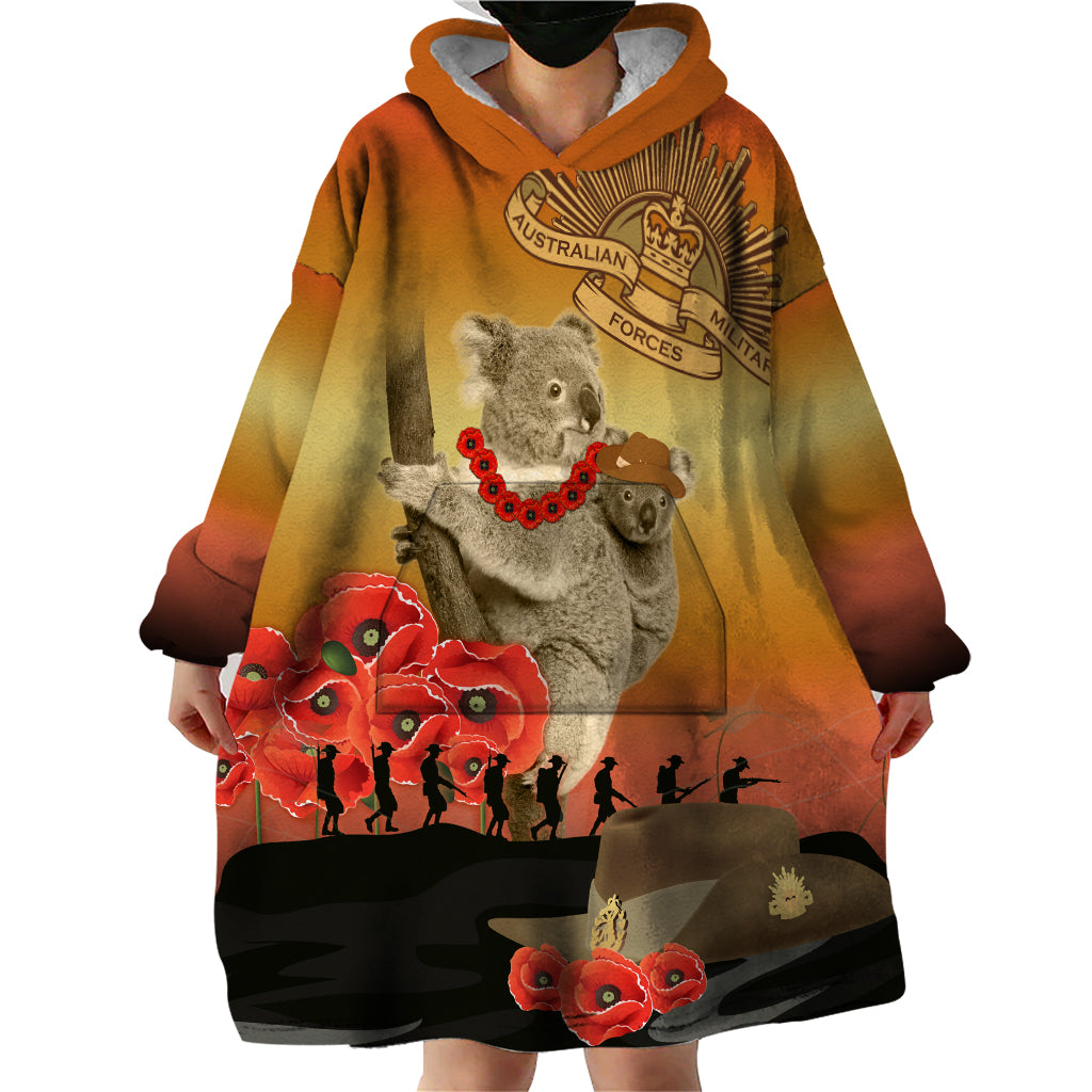 Australia Koala Soldier Style Wearable Blanket Hoodie Last Post Lest We Forget - Vibe Hoodie Shop