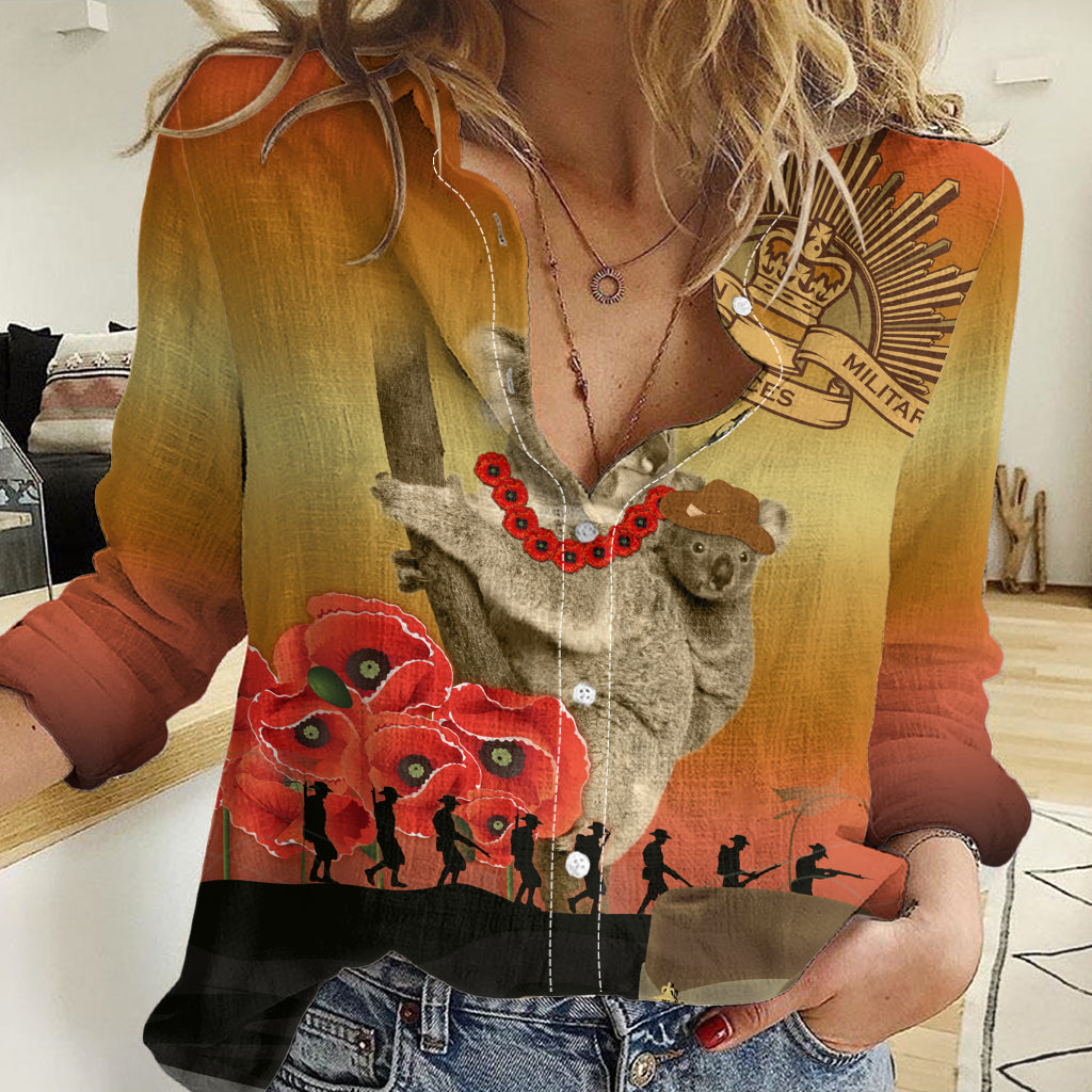 Australia Koala Soldier Style Women Casual Shirt Last Post Lest We Forget - Vibe Hoodie Shop