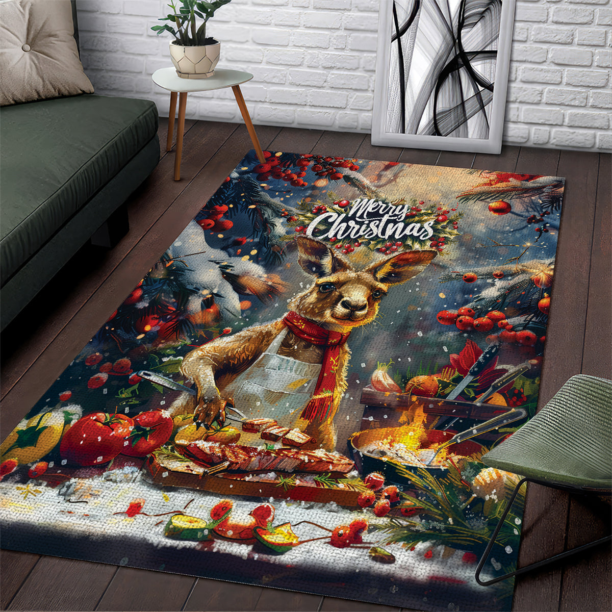 Kangaroo Chef Christmas in July Area Rug - Vibe Hoodie Shop