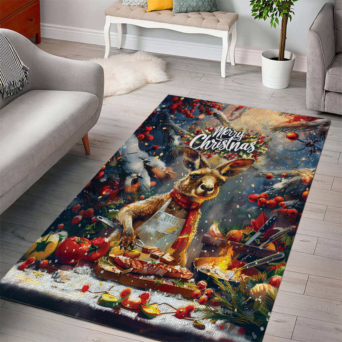 Kangaroo Chef Christmas in July Area Rug - Vibe Hoodie Shop