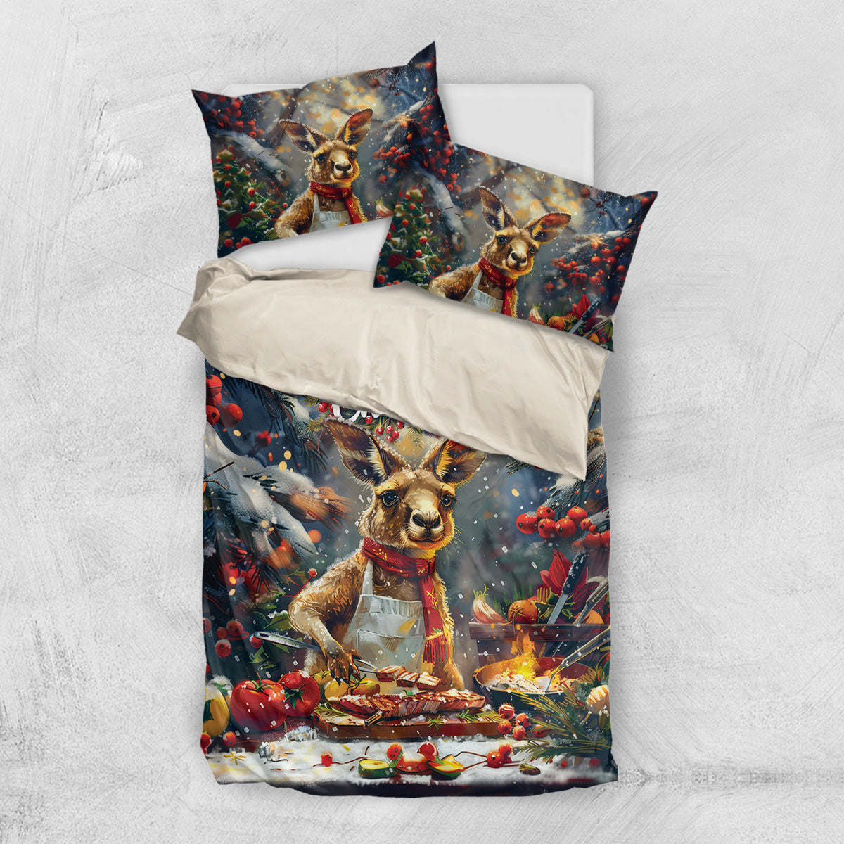 Kangaroo Chef Christmas in July Bedding Set - Vibe Hoodie Shop