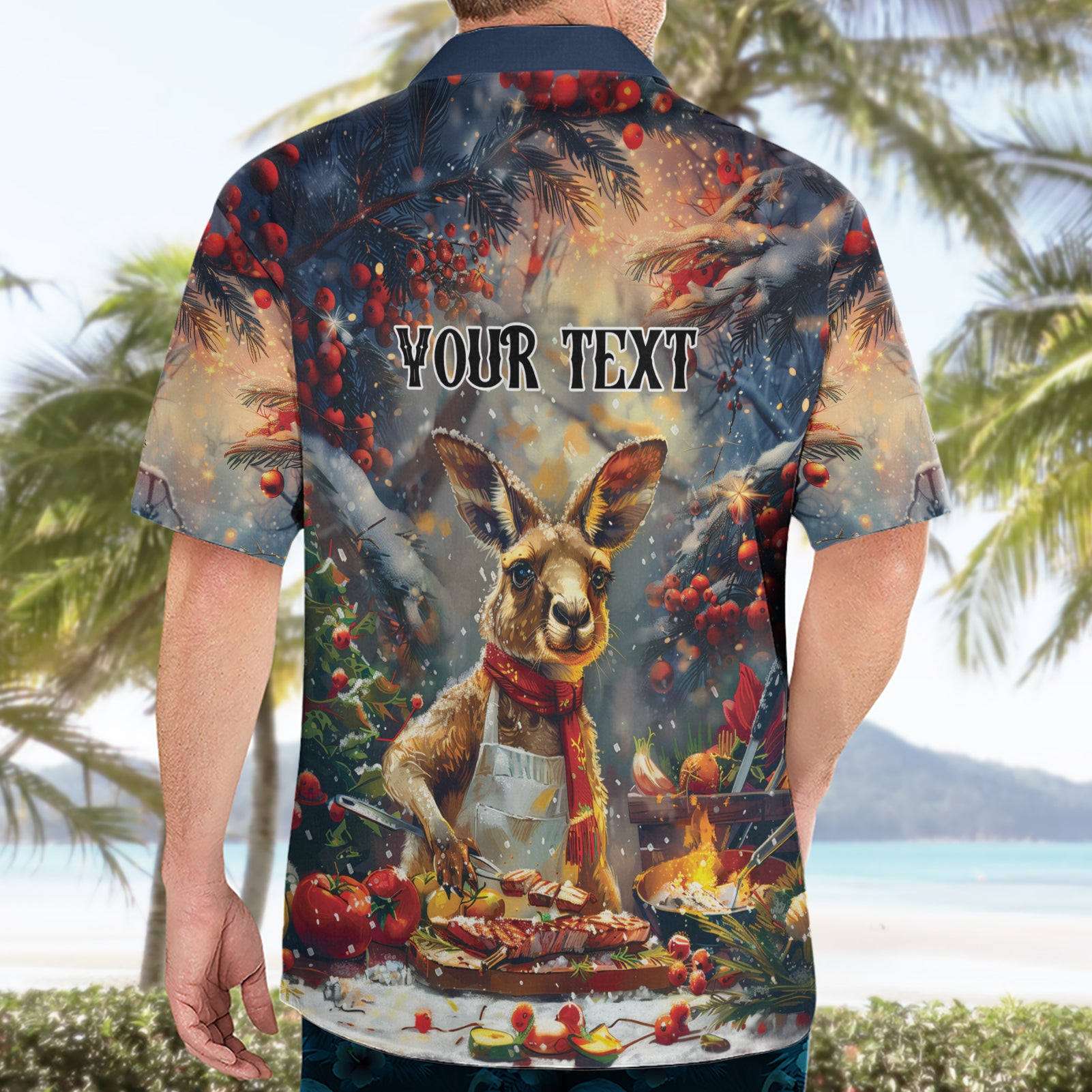 Personalised Kangaroo Chef Christmas in July Hawaiian Shirt - Vibe Hoodie Shop