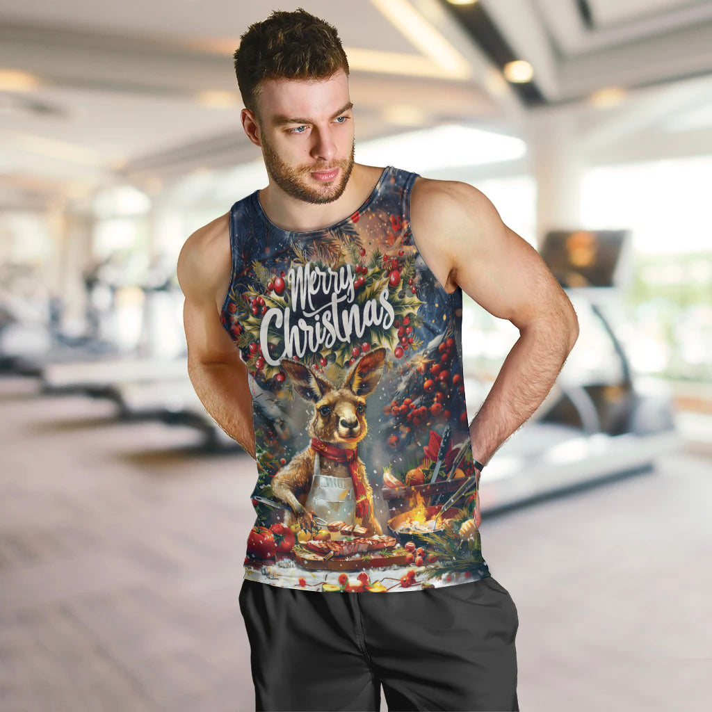 Personalised Kangaroo Chef Christmas in July Men Tank Top - Vibe Hoodie Shop