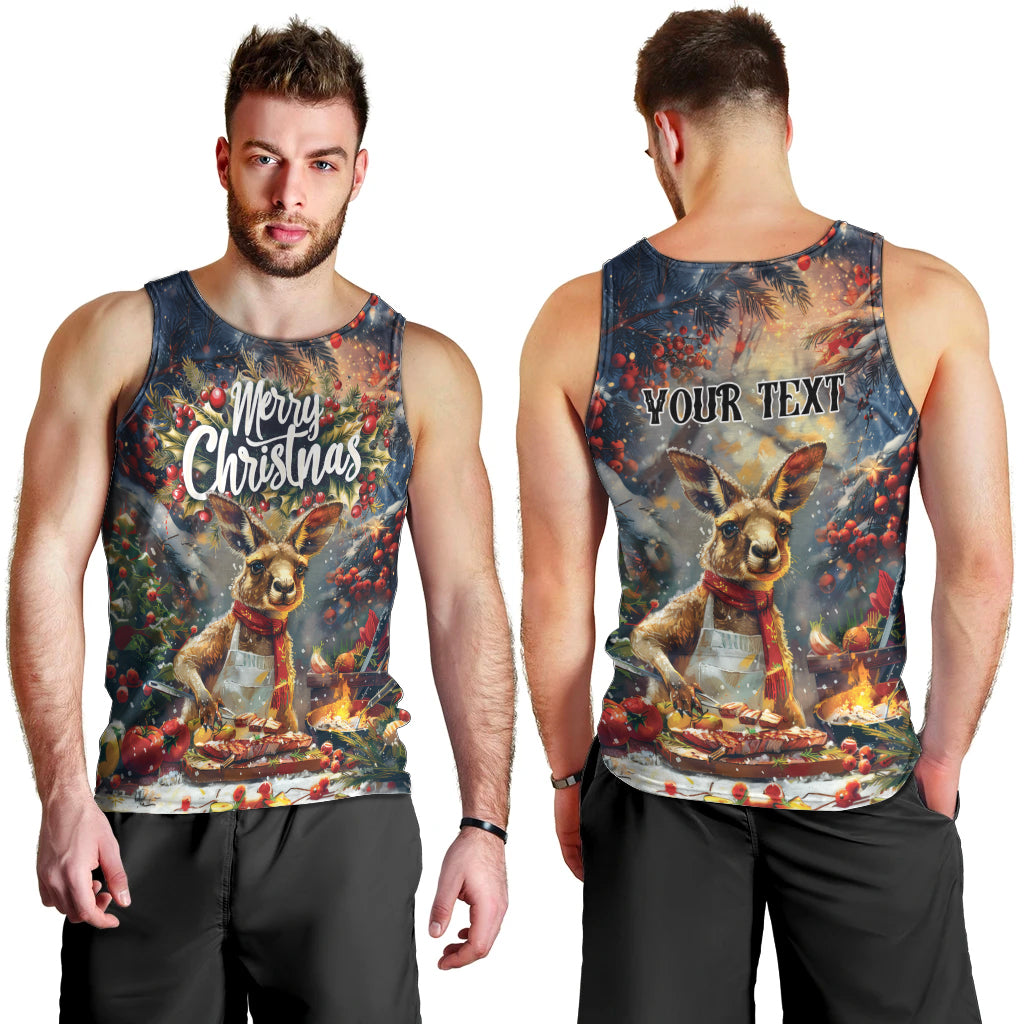 Personalised Kangaroo Chef Christmas in July Men Tank Top - Vibe Hoodie Shop