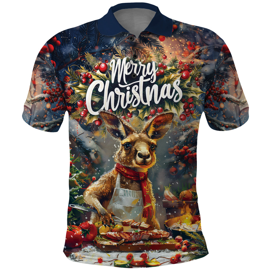 Personalised Kangaroo Chef Christmas in July Polo Shirt LT9 - Vibe Hoodie Shop