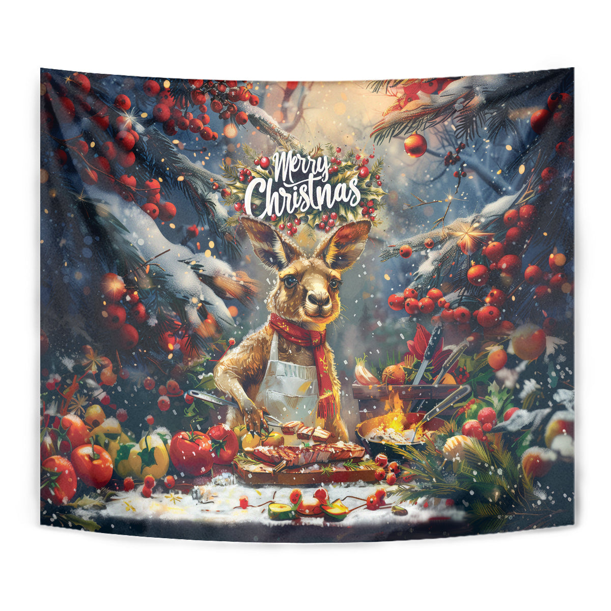 Kangaroo Chef Christmas in July Tapestry - Vibe Hoodie Shop