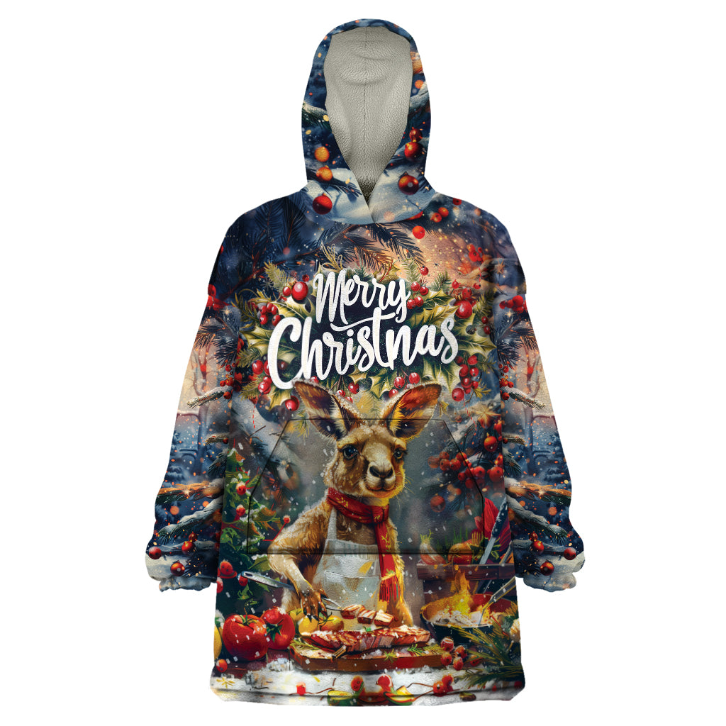 Personalised Kangaroo Chef Christmas in July Wearable Blanket Hoodie - Vibe Hoodie Shop