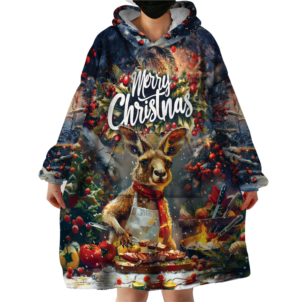 Personalised Kangaroo Chef Christmas in July Wearable Blanket Hoodie - Vibe Hoodie Shop