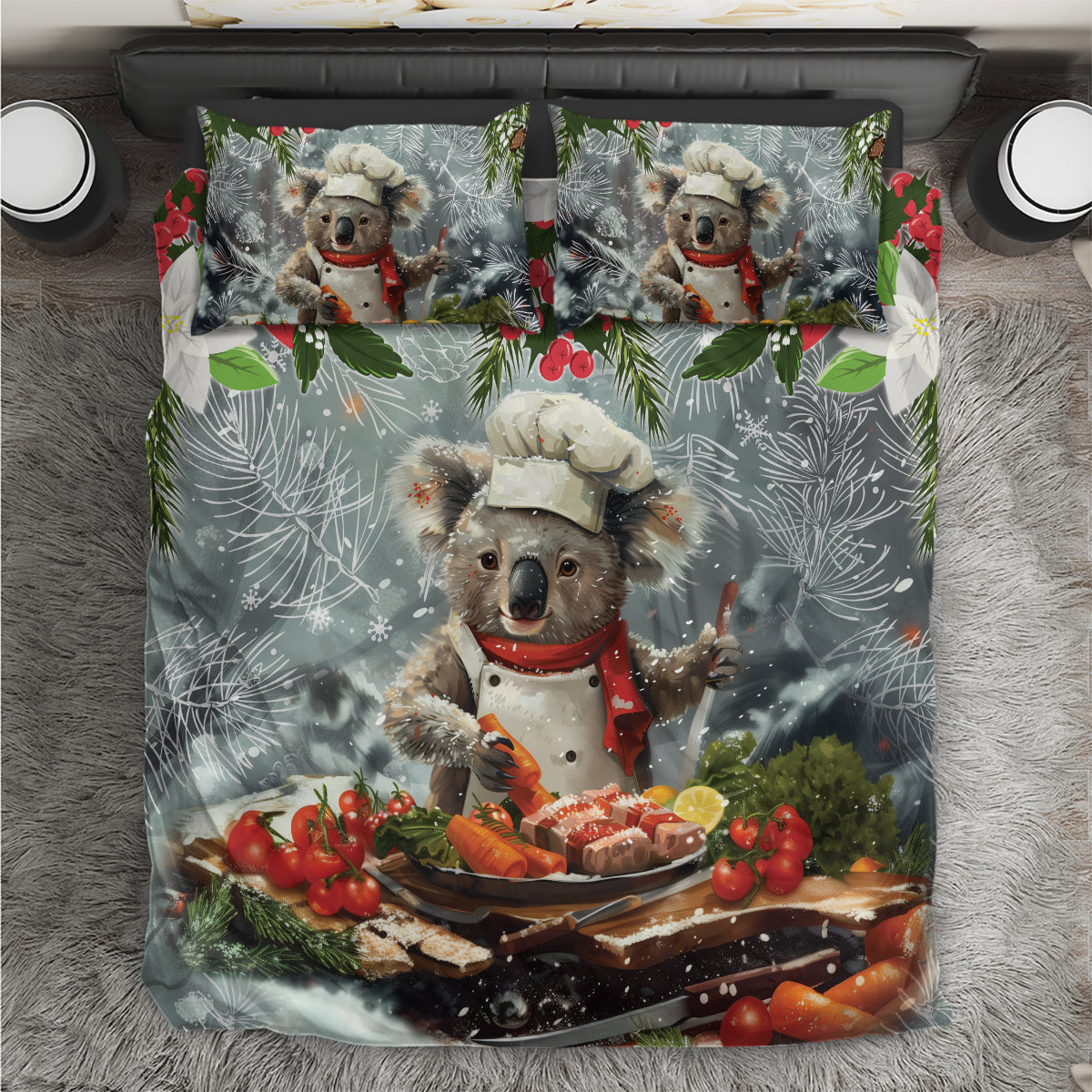 Koala Chef Christmas in July Bedding Set - Vibe Hoodie Shop