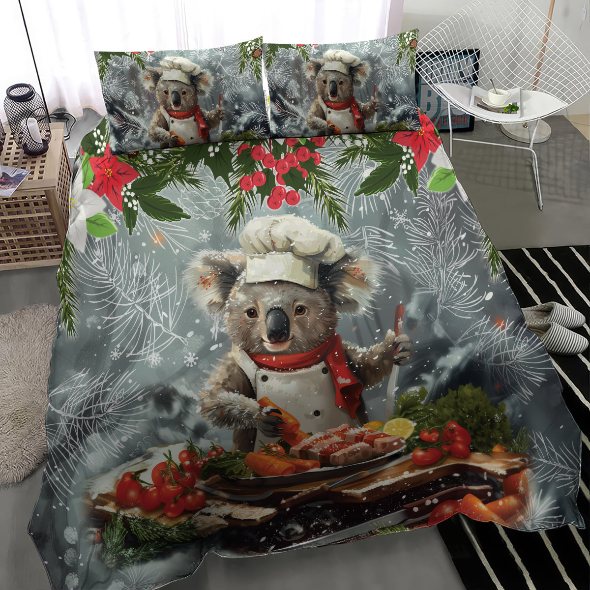 Koala Chef Christmas in July Bedding Set - Vibe Hoodie Shop