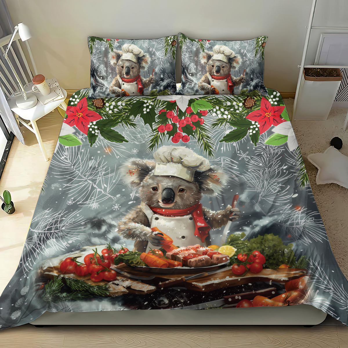 Koala Chef Christmas in July Bedding Set - Vibe Hoodie Shop