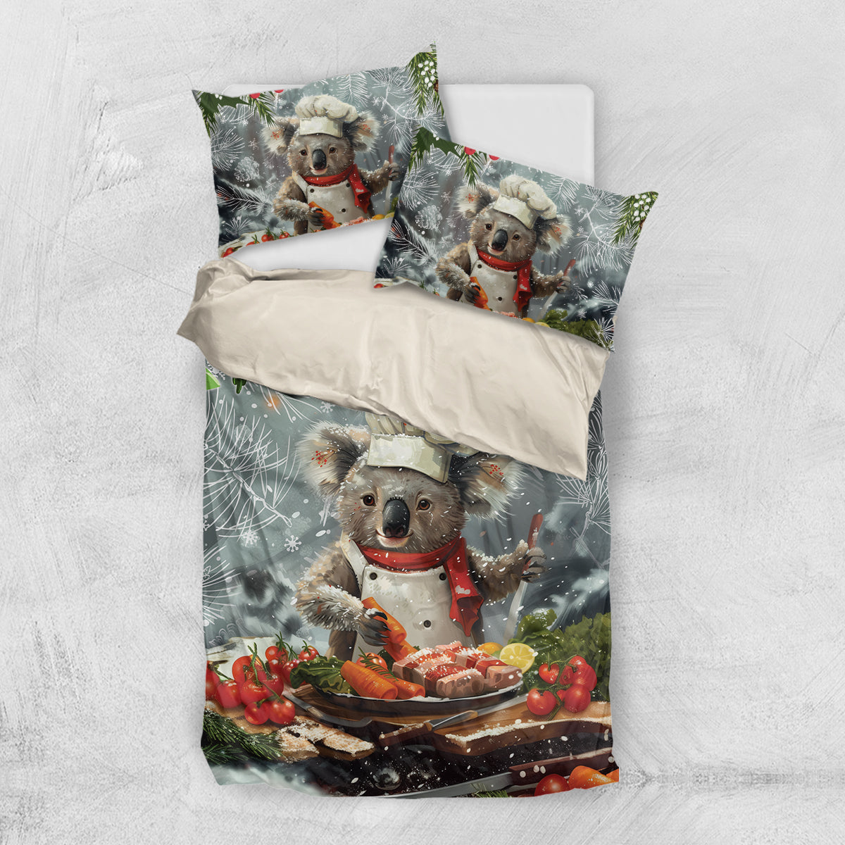 Koala Chef Christmas in July Bedding Set - Vibe Hoodie Shop