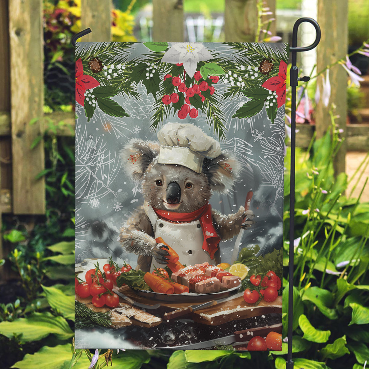 Koala Chef Christmas in July Garden Flag - Vibe Hoodie Shop