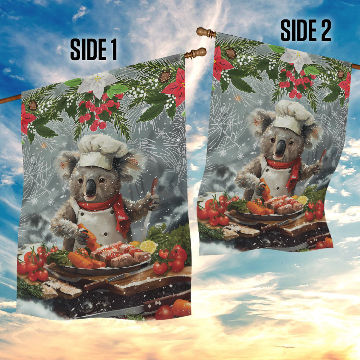 Koala Chef Christmas in July Garden Flag - Vibe Hoodie Shop