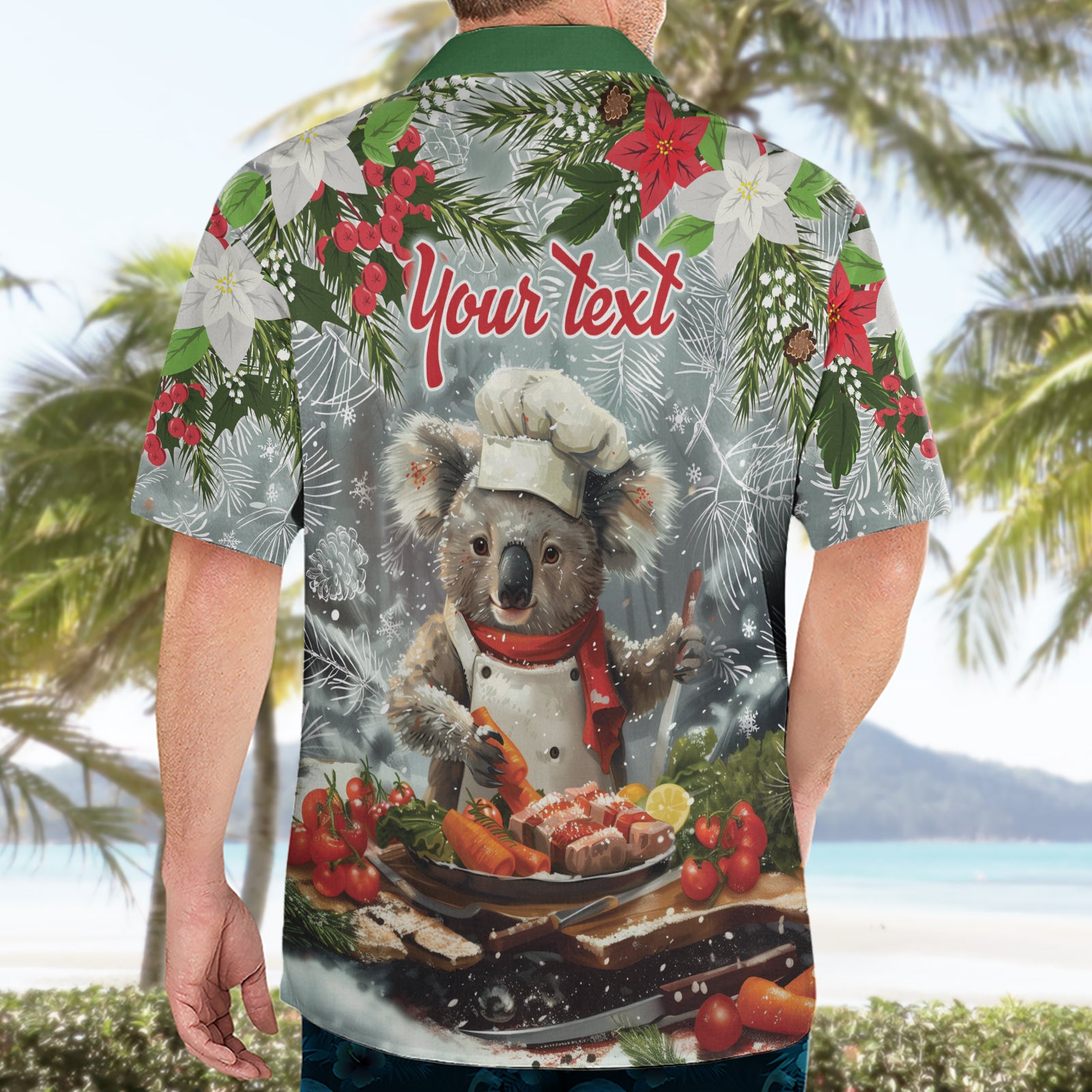 Personalised Koala Chef Christmas in July Hawaiian Shirt - Vibe Hoodie Shop