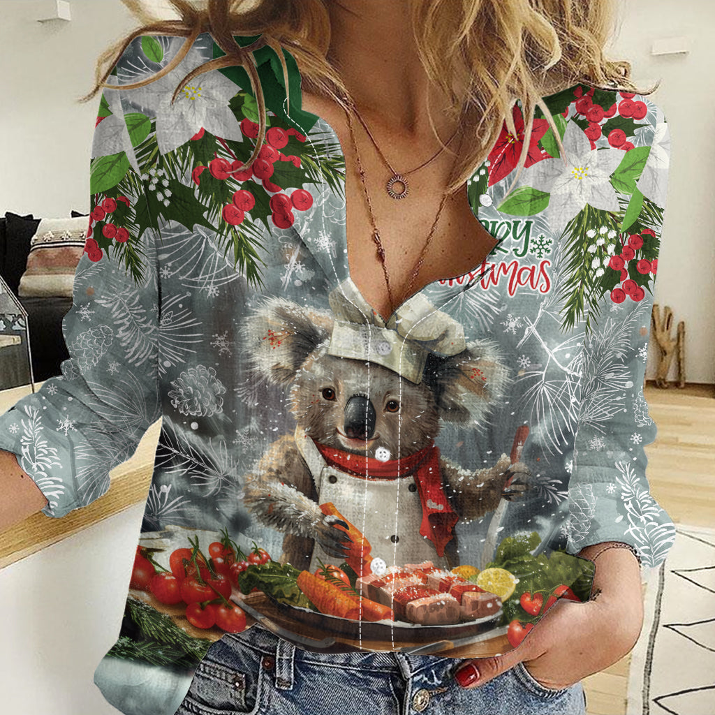 Personalised Koala Chef Christmas in July Women Casual Shirt - Vibe Hoodie Shop