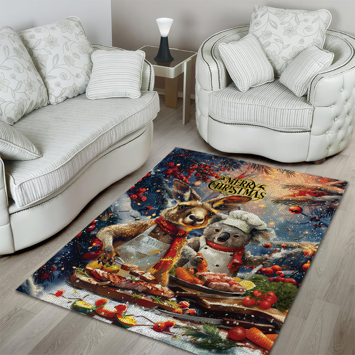 Aussie Christmas Kangaroo and Koala Area Rug - Vibe Hoodie Shop