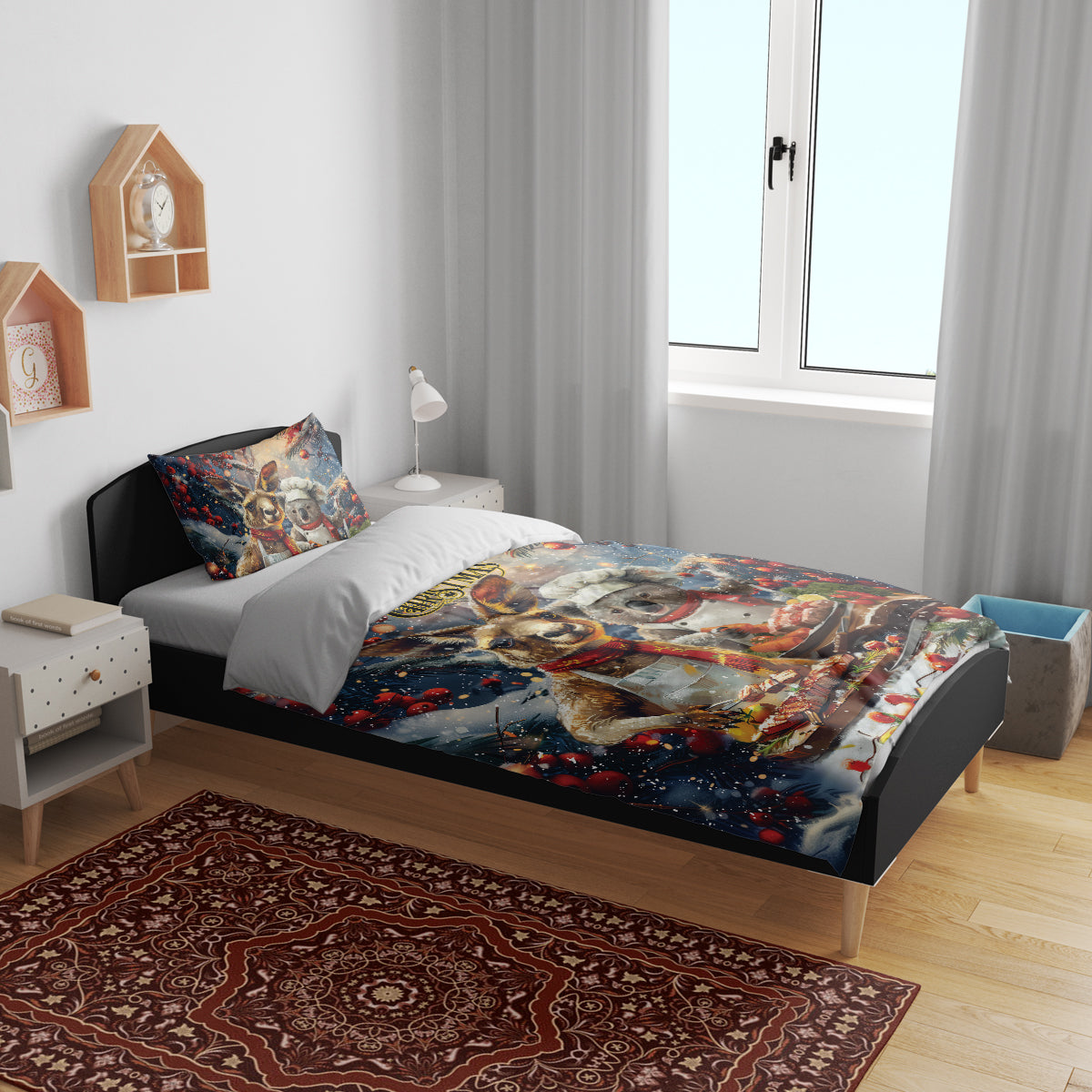 Aussie Christmas Kangaroo and Koala Bedding Set - Vibe Hoodie Shop